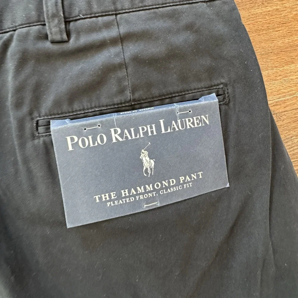 NWT VTG Polo Ralph Lauren Hammond Pant Men's Navy‎ Blue Double Pleated Classic